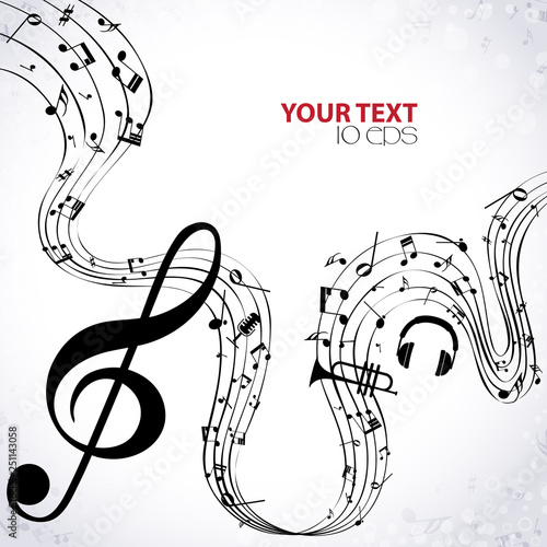 Music. Treble clef and notes for your design