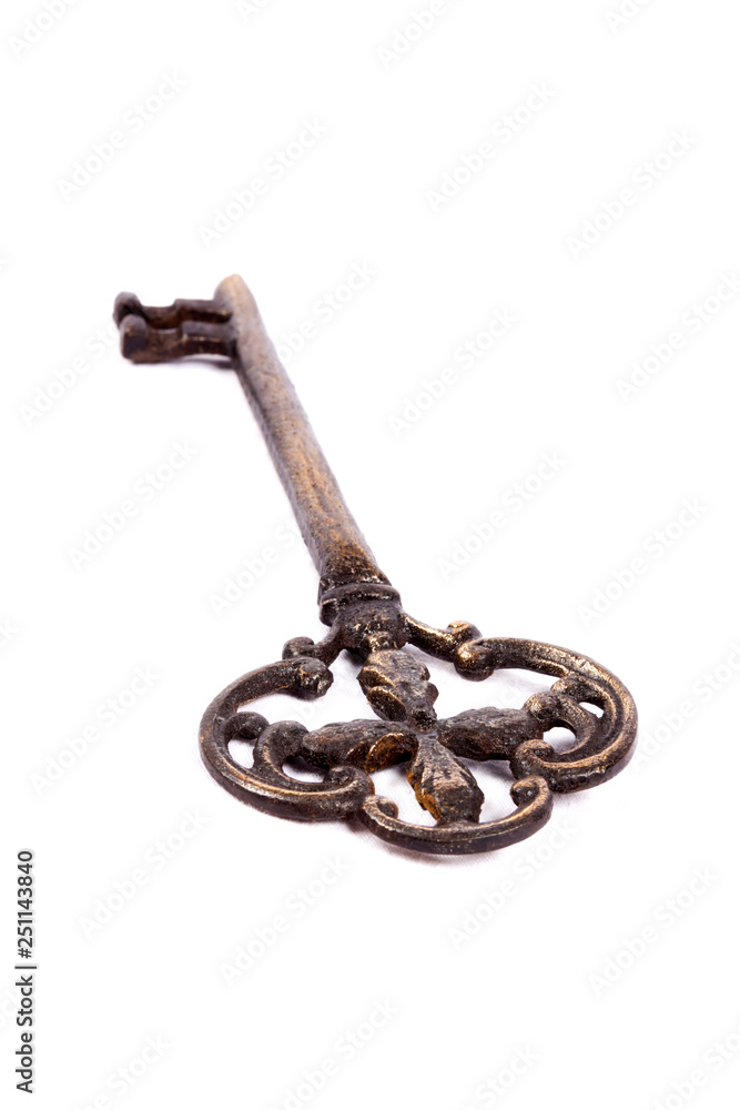 Obraz premium Antique key isolated on white background - photograph