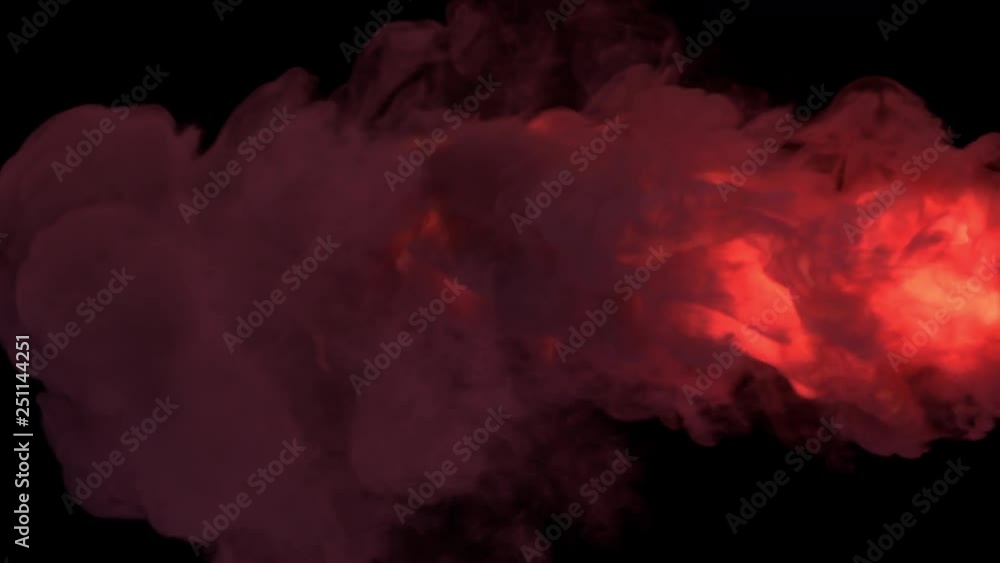 Colored torch fire and smoke / Smoke lit from inside by fire. Separated on pure black background, contains alpha channel.