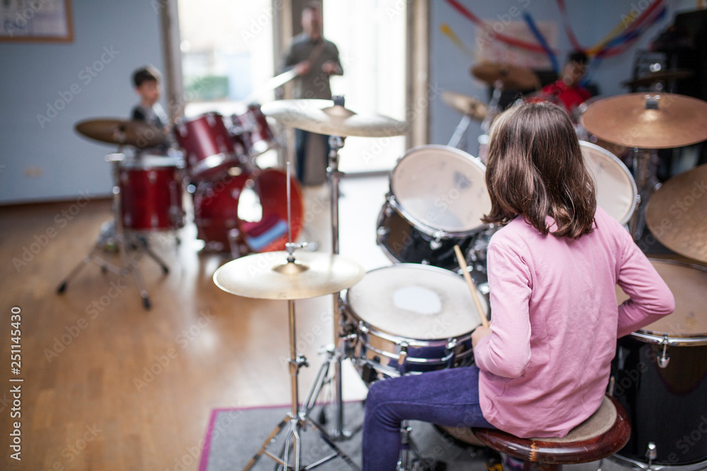 Fototapeta premium Drum class in a music school