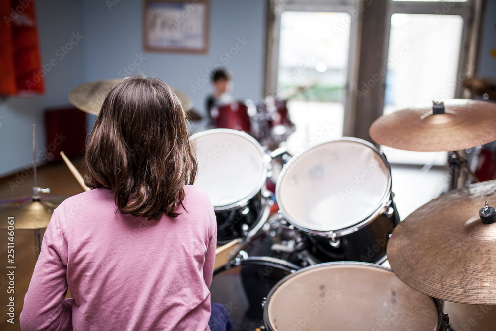 Fototapeta premium Drum class in a music school