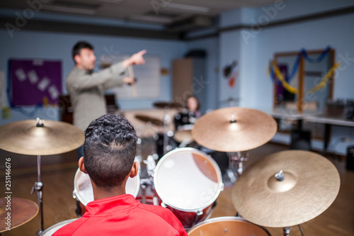 Drum class in a music school