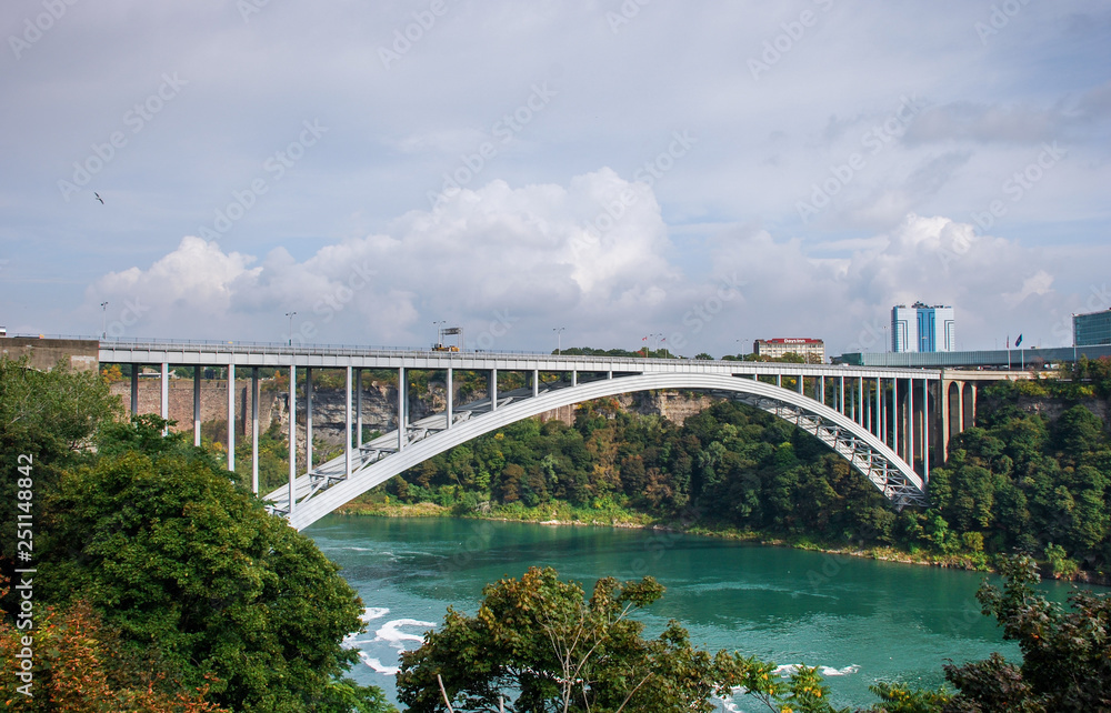 Naklejka premium The Niagara Falls International Rainbow Bridge, that connects Canada to USA