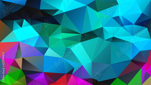 vector abstract irregular polygon background - triangle low poly pattern - full colored spectrum - neon cyan turquoise blue green color