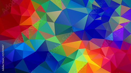 vector abstract irregular polygon background - triangle low poly pattern - full spectrum multi color rainbow - red  orange  yellow  green  blue