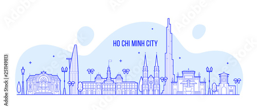Ho Chi Minh skyline Vietnam city buildings vector