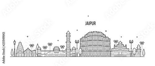 Jaipur skyline Rajasthan India city vector linear photo