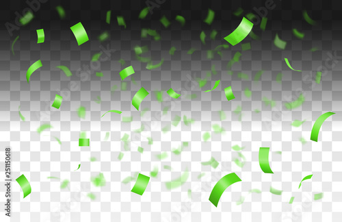 Falling shiny green confetti