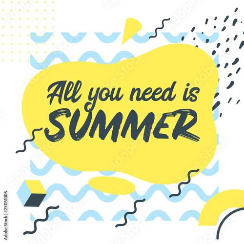 Memphis style summer banner template