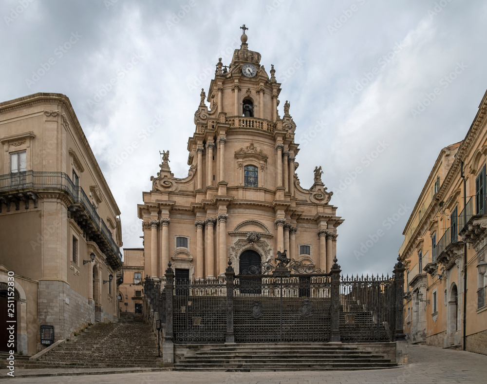 The baroque cathedral of Saint George (Duomo of San Giorgio) in Ragusa Ibla, Sicily, Italy