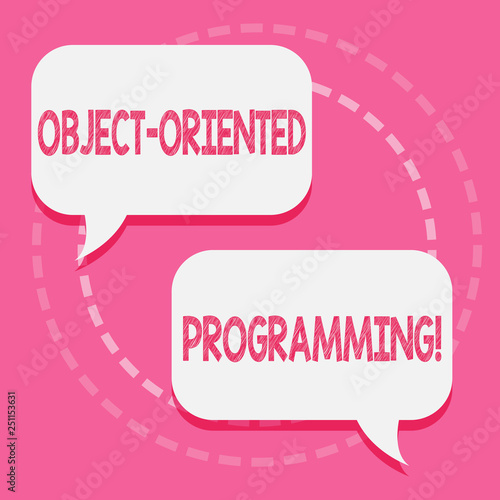 Word writing text Object Oriented Programming. Business concept for Language model objects rather than actions photo