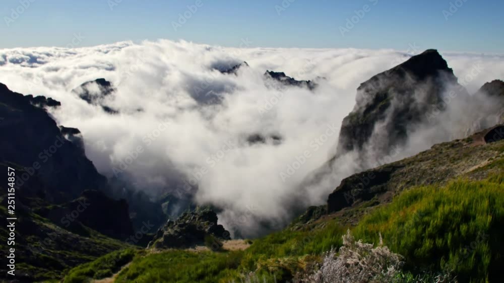 Vereda do Areeiro, Madeira. View of beautiful mountains above the clouds. Vereda do Areeiro, Madeira. View of beautiful mountains above the clouds.