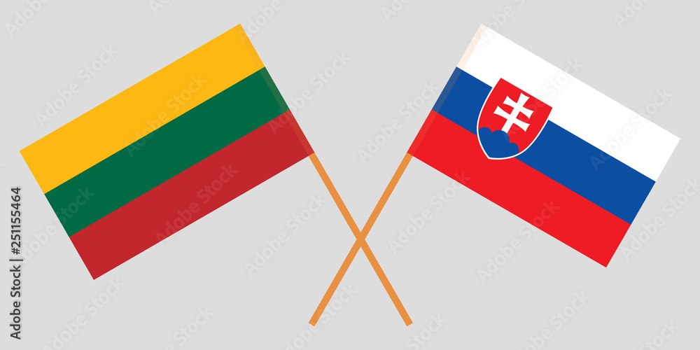 Slovakia and Latvia. The Slovakian and Latvian flags. Official colors. Correct proportion. Vector