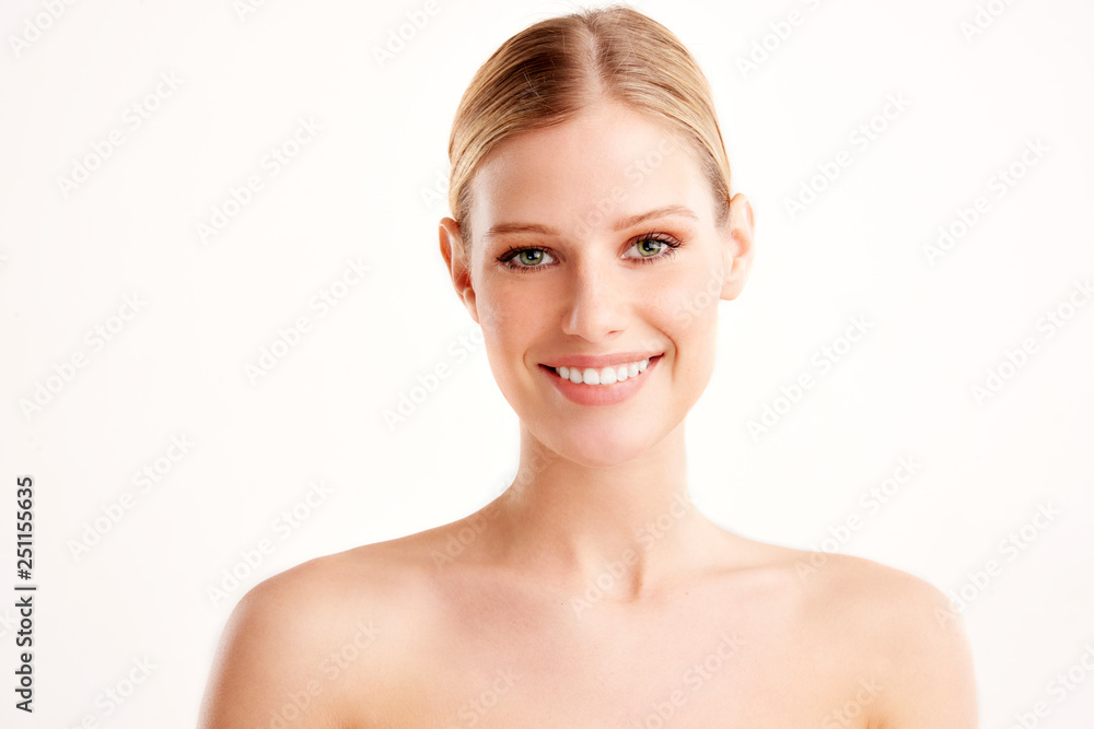 Beauty portrait of a young woman at isolated white backgorund. Beauty portrait of a young woman at isolated white backgorund.