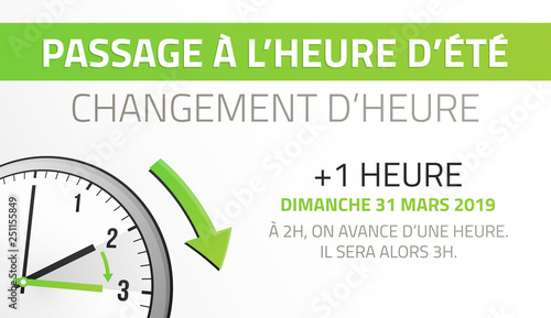 changement d'heure - passage à l'heure d'été - 31 mars 2019