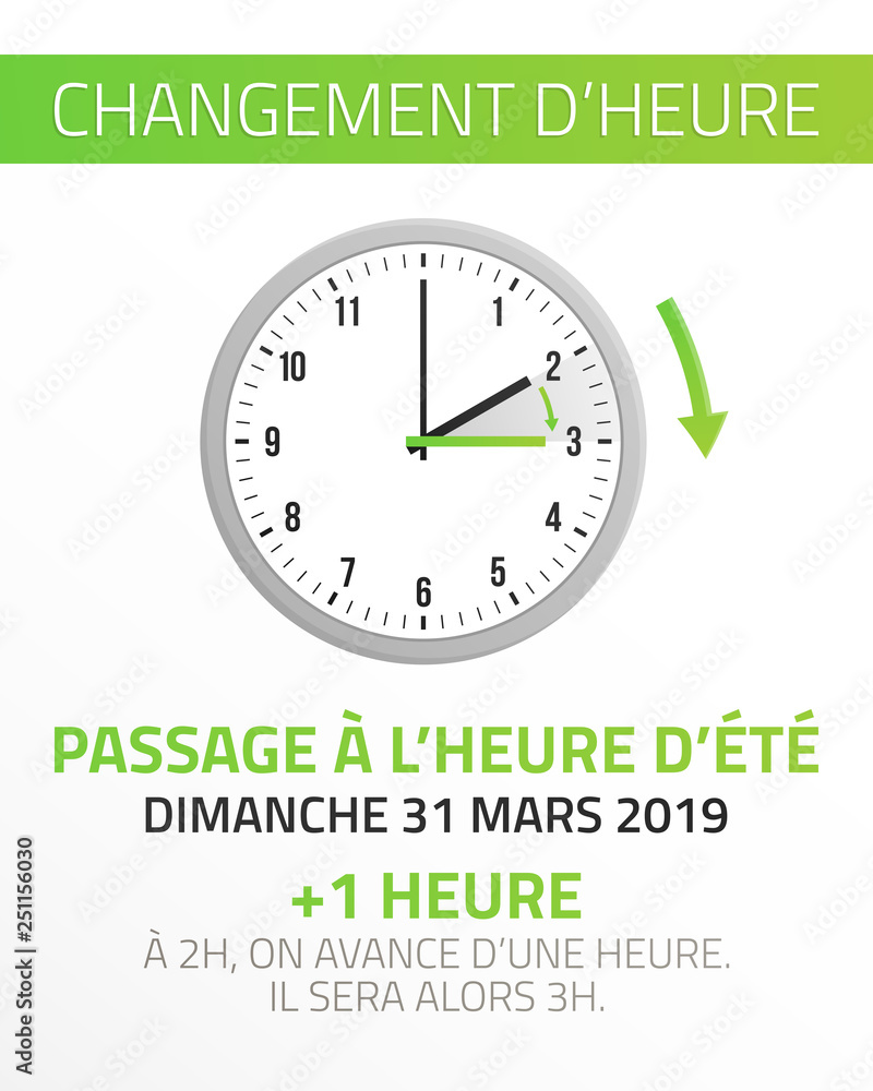 changement d'heure - passage à l'heure d'été - 31 mars 2019 changement d'heure - passage à l'heure d'été - 31 mars 2019