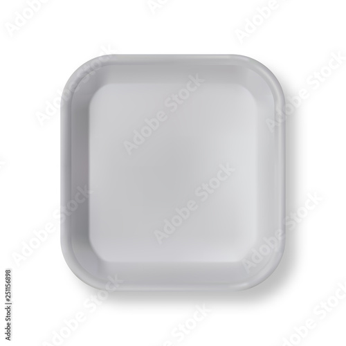White empty plastic container for food.