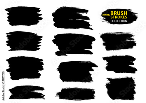 Dirty artistic design elements isolated on white background. Black ink vector brush strokes.