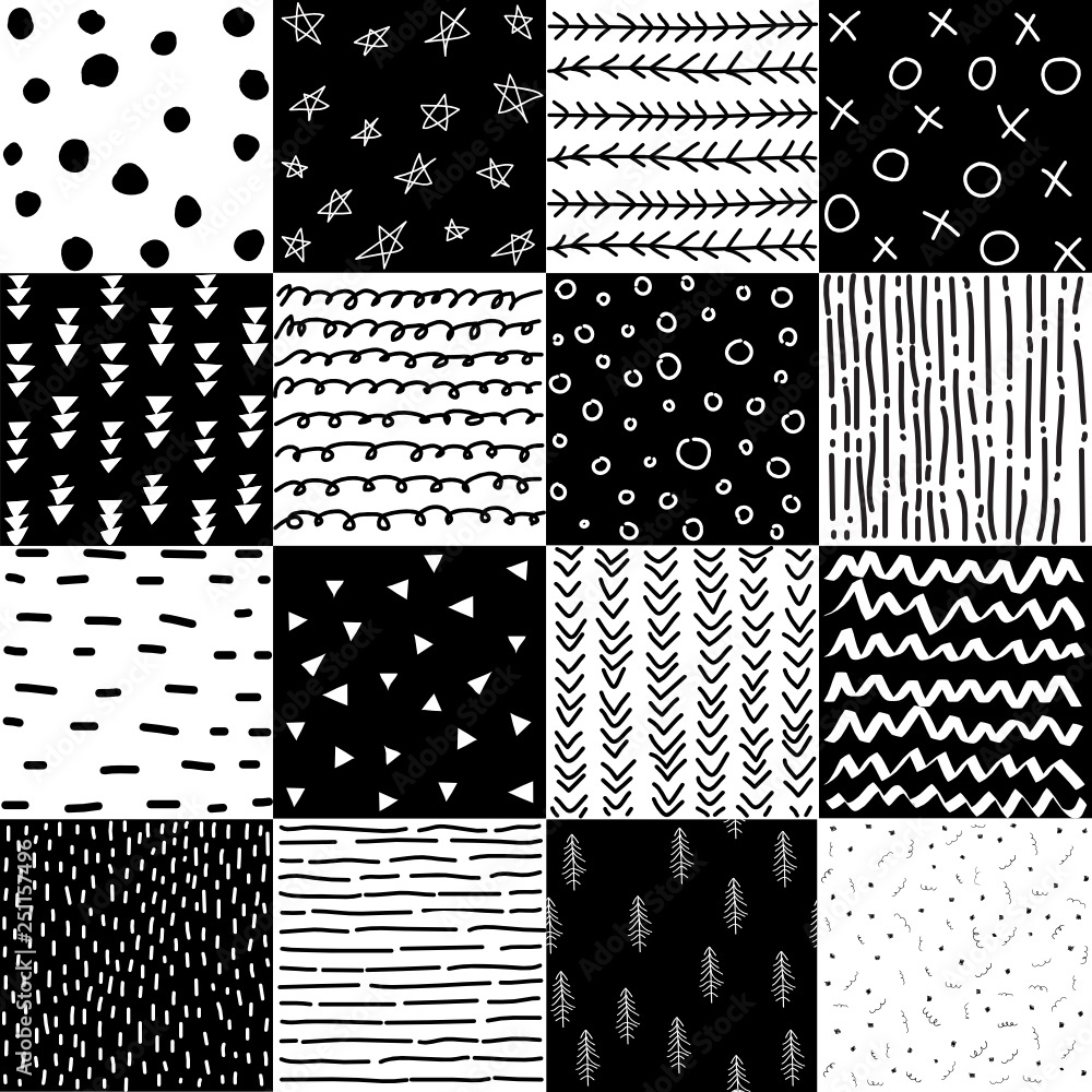 Hand drawn geometric patterns, abstract digital papers, abstract backgrounds