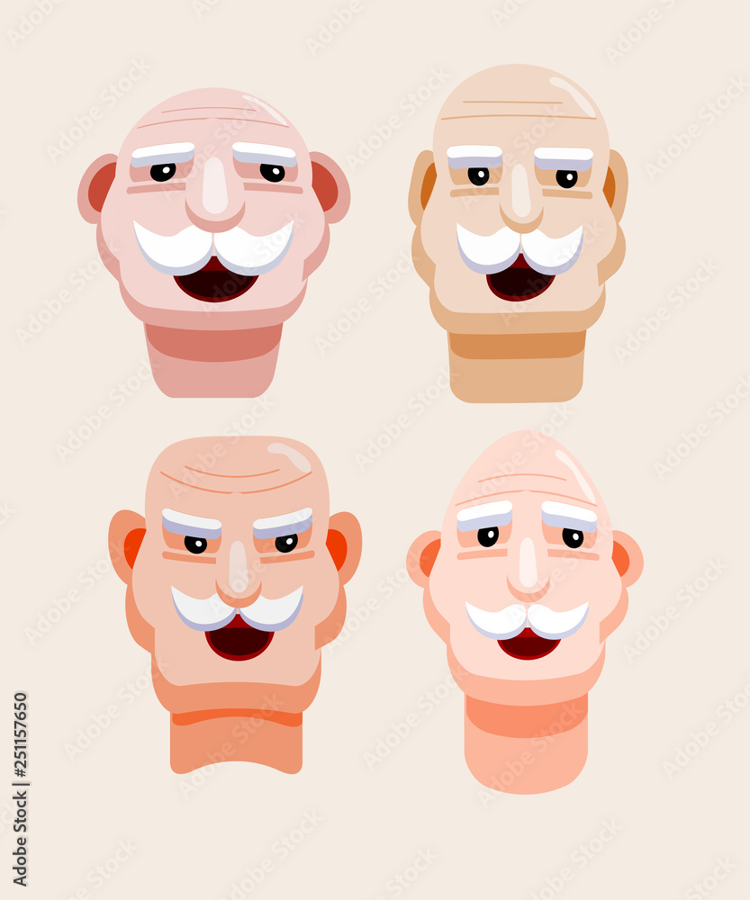 Flat set of old men, avatar, vector illustration Flat set of old men, avatar, vector illustration