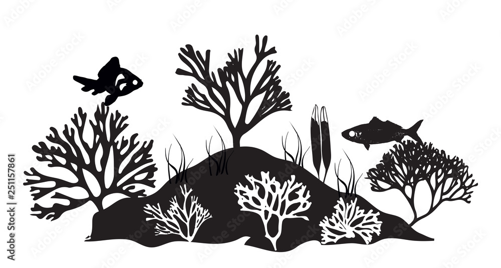 coral reef silhouette Stock Vector | Adobe Stock