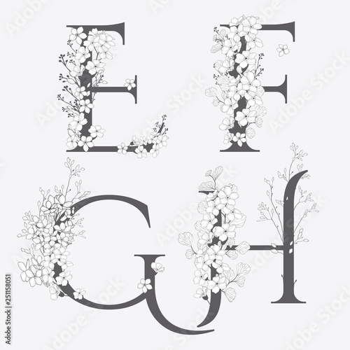 Vector Hand Drawn floral monograms and logos