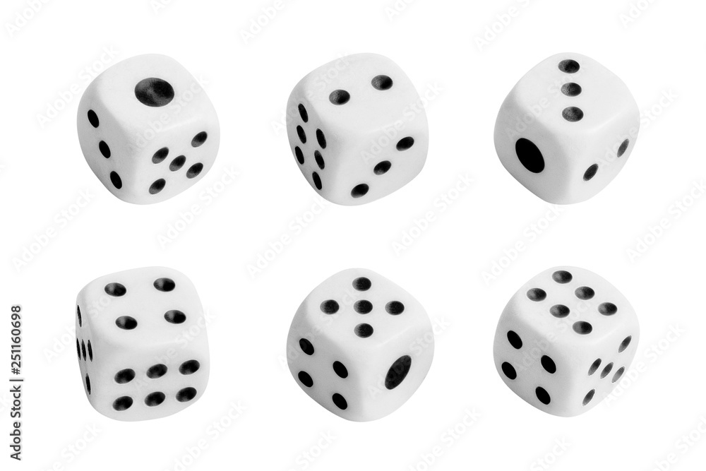 Collection of white dices, isolated on white background Collection of white dices, isolated on white background