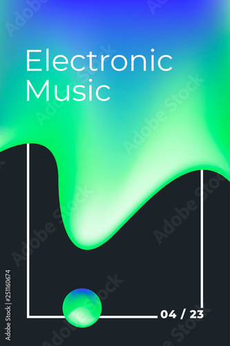 Electronic music poster. Music festival. Techno, drum and bass, dub step, trance. Liquid background.