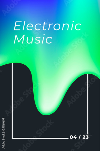 Electronic music poster. Music festival. Techno, drum and bass, dub step, trance. Liquid background.