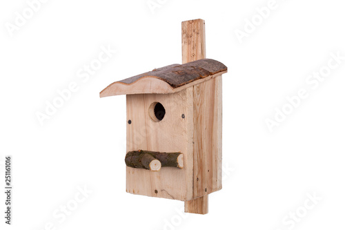 Birdhouse on a white background. Shed for birds on a white background.