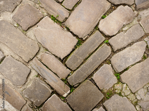 Ancient cobblestone pavement in the Medieval town of Bevagna in Umbria (Italy).