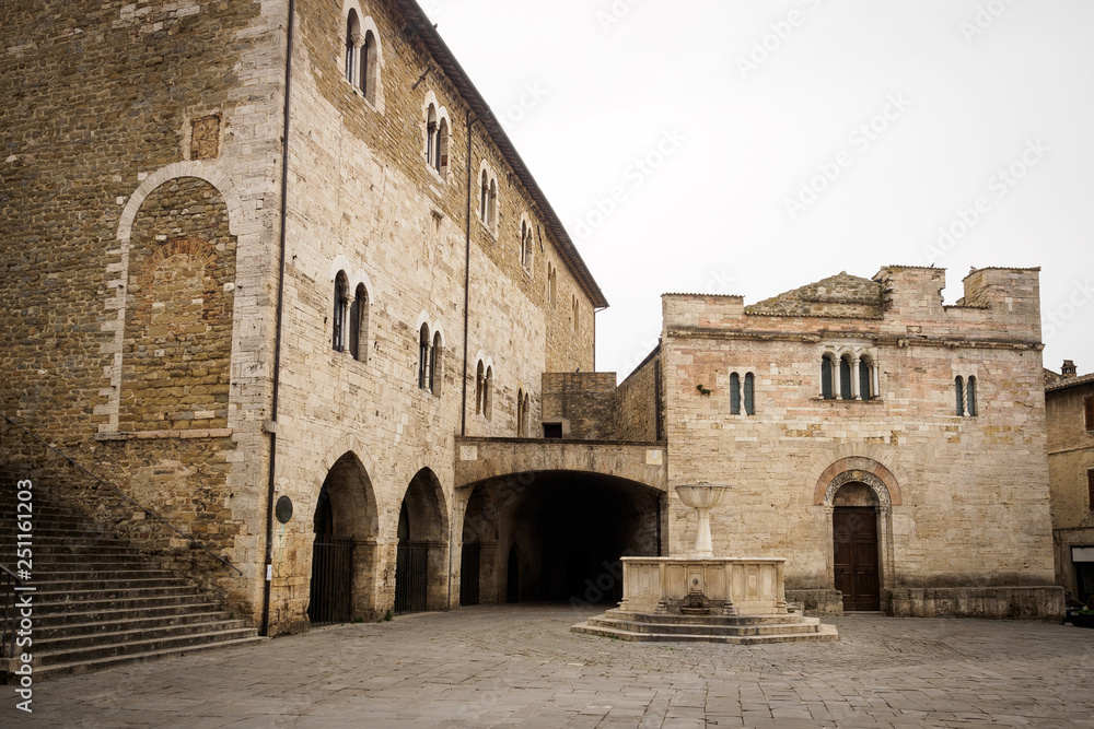 Medieval Piazza Silvestri in Bevagna (Italy).