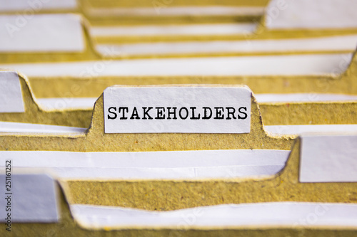 Stakeholders word on card index paper