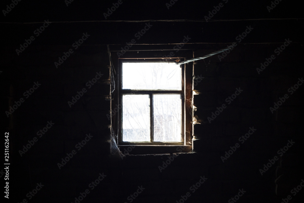old wooden window in dark old wooden window in dark