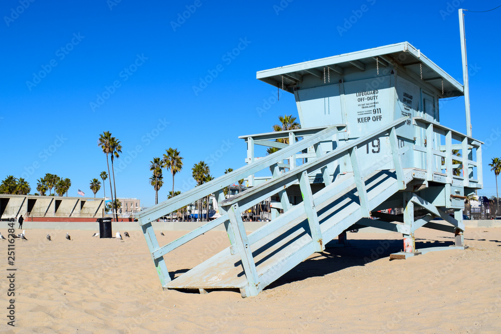 Obraz premium USA Beach and Lifeguard Tower in Santa Monica, California