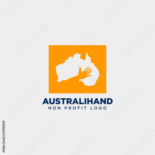 australia charity non profit care hand logo template vector illustration