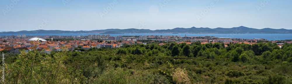 Panorama of the city of Zadar and surroundings in Croatia.