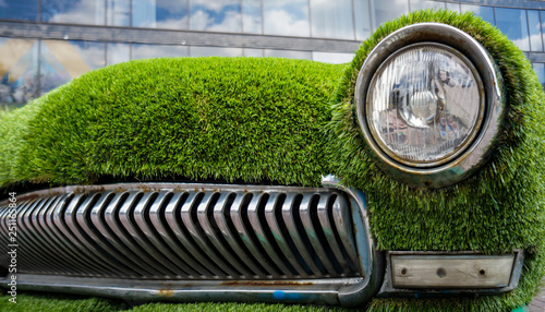 Сonceptual idea of an ecological car, green energie photo