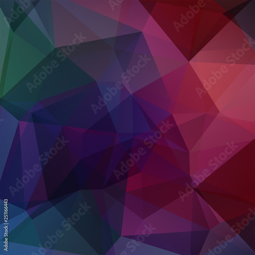 Background made of purple, green, blue triangles. Square composition with geometric shapes. Eps 10