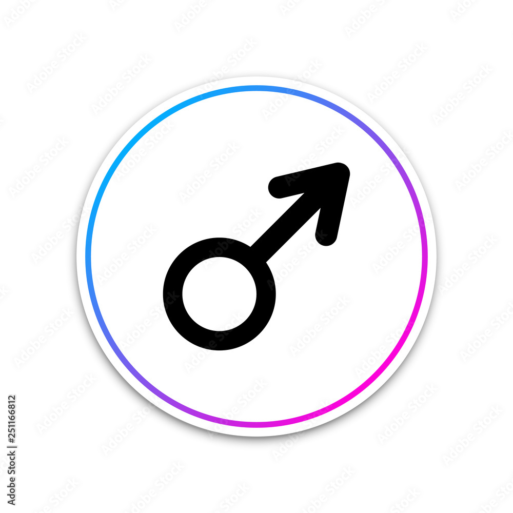 Male gender symbol icon isolated on white background. Circle white button. Vector Illustration Male gender symbol icon isolated on white background. Circle white button. Vector Illustration