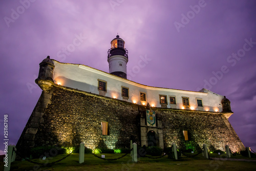 Lighthouse or Farol da Barra is a landmark in the Lower City, Salvador, Bahia, Brazil photo