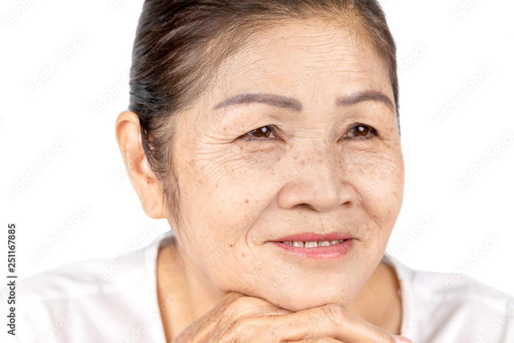 Fototapeta premium kindness smile elderly woman portrait isolated on white background