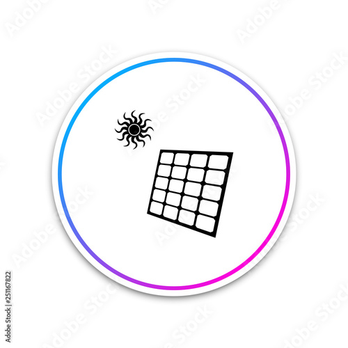 Solar energy panel icon isolated on white background. Circle white button. Vector Illustration