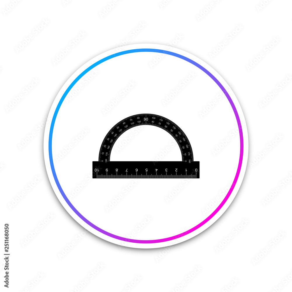 Protractor grid for measuring degrees icon isolated on white background. Tilt angle meter. Measuring tool. Geometric symbol. Circle white button. Vector Illustration Protractor grid for measuring degrees icon isolated on white background. Tilt angle meter. Measuring tool. Geometric symbol. Circle white button. Vector Illustration