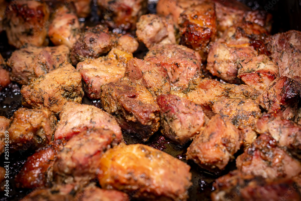 Grilled meat. Close-up. Healthy food.