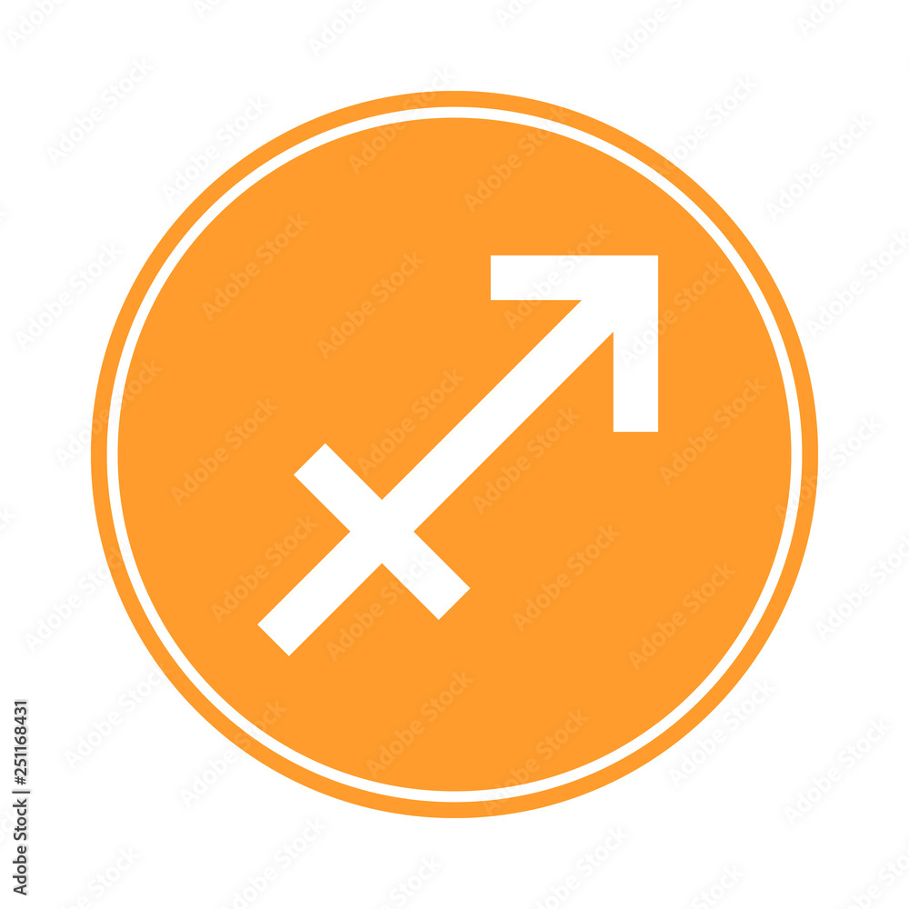 Obraz premium Sagittarius Icon. Vector Astrological, Horoscope Sign. Zodiac Symbol. Fire Element. Sticker. Vector illustration isolated on white background.