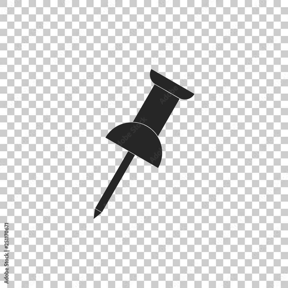 Push pin icon isolated on transparent background. Thumbtacks sign. Flat design. Vector Illustration Push pin icon isolated on transparent background. Thumbtacks sign. Flat design. Vector Illustration