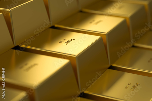 gold bar and money 3d render