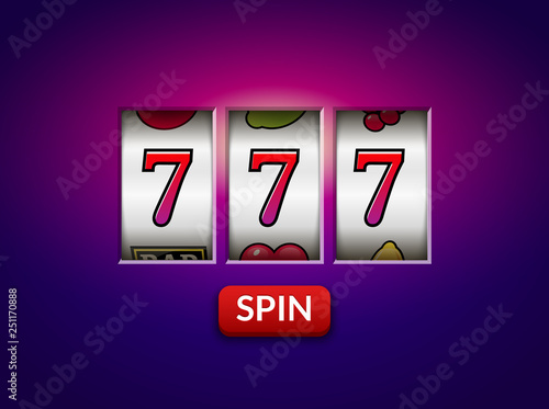 Slot machine casino jackpot 777 lucky vector spin game gambling background