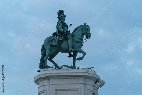 Statue of King José I at Commerce Square, by Machado de Castro (1775). The king on his horse is symbolically crushing snakes on his path.
